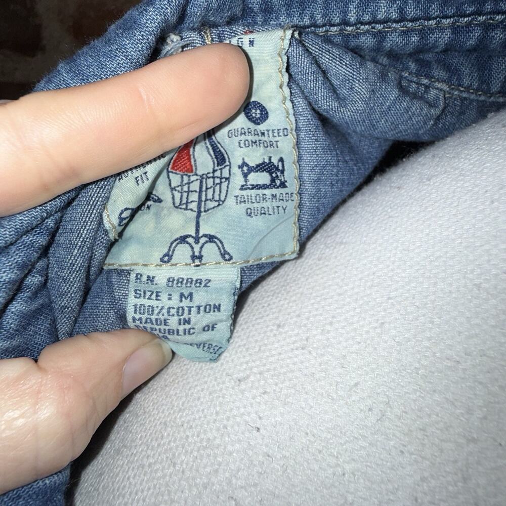 Vintage 90s Western Denim Star Applique Midi Dress Studio 25 Cowgirl Festival M - Picture 5 of 11